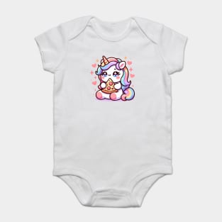 Pizza Unicorn Lover, Love Eating Pizza Baby Bodysuit